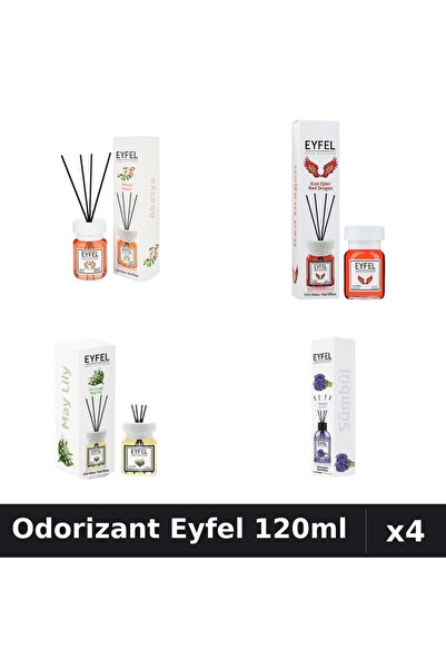 Eyfel Top Bottom Set of 4 Room Air Fresheners with Sticks 120ml - Acacia, Red...