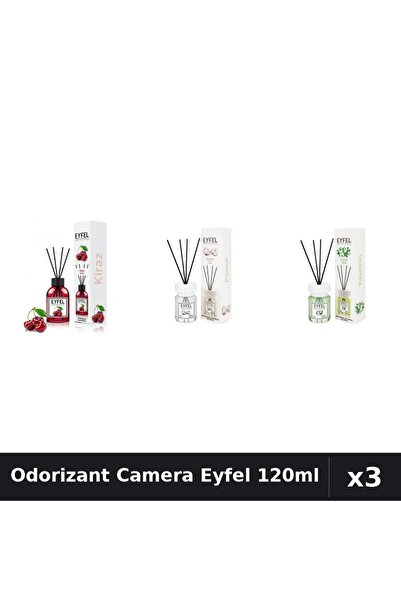 Eyfel Set 3 Odorizant Camera cu Betisoare - Cirese, Bumbac, Iasomie 120ml