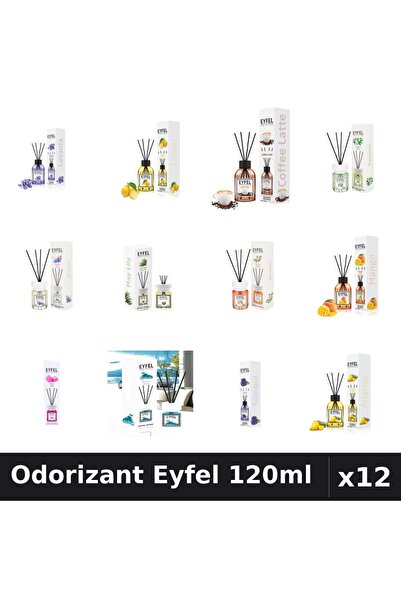 Eyfel Set 12 Odorizante Camera cu Betisoare - 12 Arome Asortate, 120ml