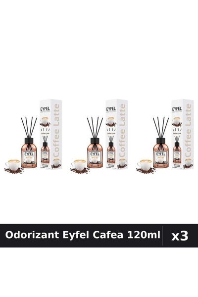 Eyfel Set 3 Odorizante Camera cu Betisoare Cafea 120ml - Parfum Intens