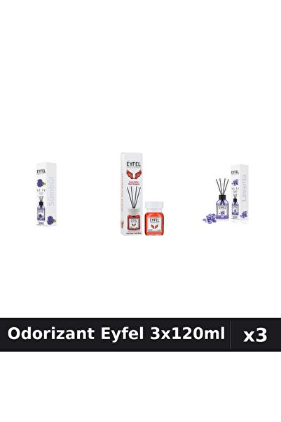 Eyfel Set 3 Odorizant Camera cu Betisoare - Lavanda, Red Dragon, Zambile 120ml