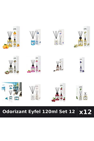 Eyfel Set 12 Odorizante Camera cu Betisoare - 12 Arome Asortate, 120ml