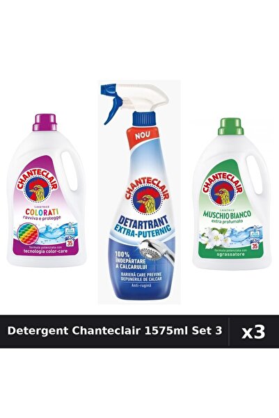 Chanteclair Set 3 Detergent Lichid Rufe 1575ml - Color, Extra Puternic, Mosc Alb