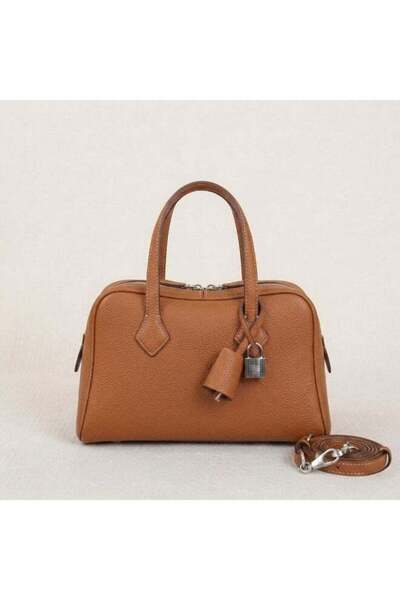Generic Elegant Pebbled Leather Boston Handbag with Lock Detail & Detachable ...