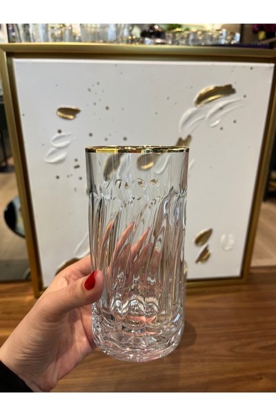 P&ORA PREMIUM KITCHEN PRODUCTS كوب مشروب مطلي بالذهب من ويف، مجموعة من 4 قطع
