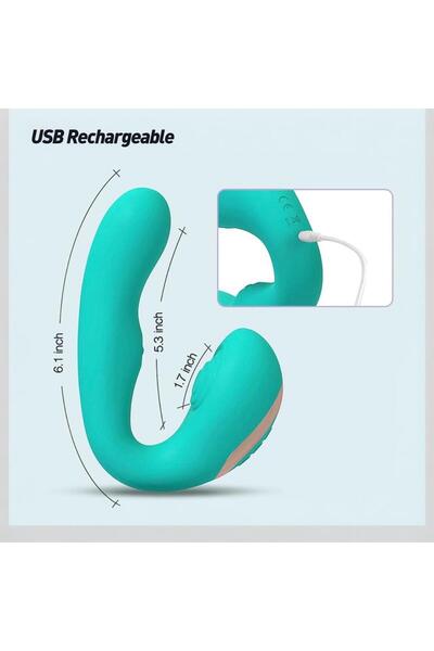 OEM Vibrator Portabil, Vibrator C Shaped Pentru Cupluri Cu 3 Functii Si 10 Moduri De Vibratie Reincarcabil USB, Turcoaz