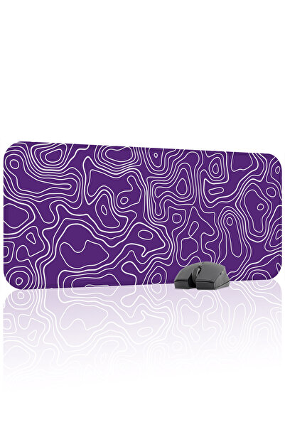 mousepad bastir لوحة ماوس للألعاب باللون الأبيض الأرجواني مقاس 70 × 30 XL، قا...