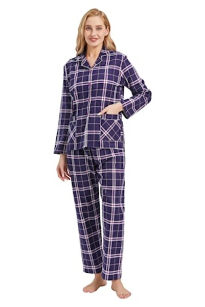 Global Set Pijama Dama GLOBAL, Finet, Bumbac, Carou MOV, Marime, 3XL INTL, 52 EU