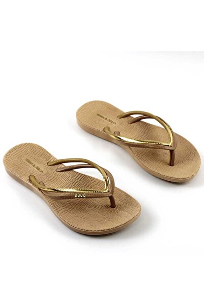 mm Women's comfortable beach Slipper 561-BEIGE/GOLD
