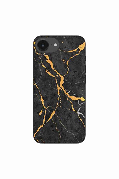 OEM Husa compatibila cu Apple iPhone 16e Silicon Gel Tpu Model Noir Gold Marble