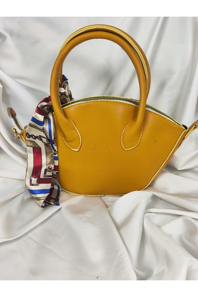 Leaf Accessory Mustard Yellow Basket Form Mini Handbag with Top Handle and Sh...
