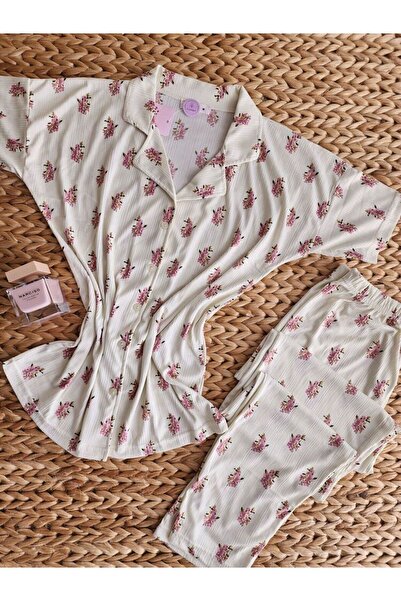 Pegasus Romantik Çiçekli Pijama Takımı - Kısa Kollu