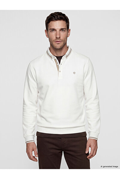 LC Waikiki Nevavm Polo Collar Men's Sweatshirt with a Difference