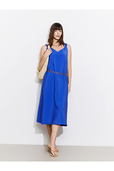 LC Waikiki Nevavm Women's V-Neck Strap Dress with a Difference