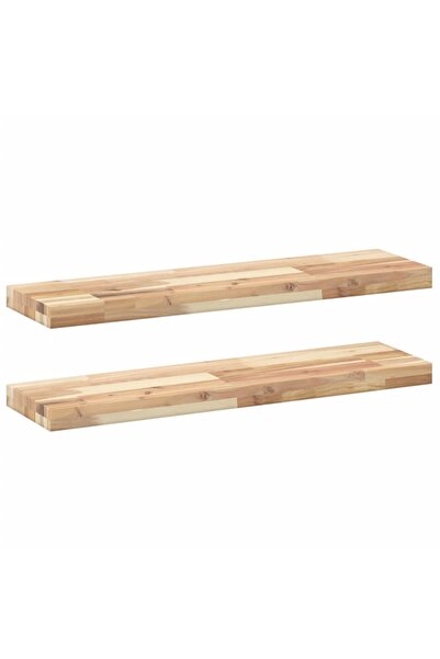 vidaxl Rafturi suspendate 2 buc. 80x20x4 cm lemn masiv acacia netratat