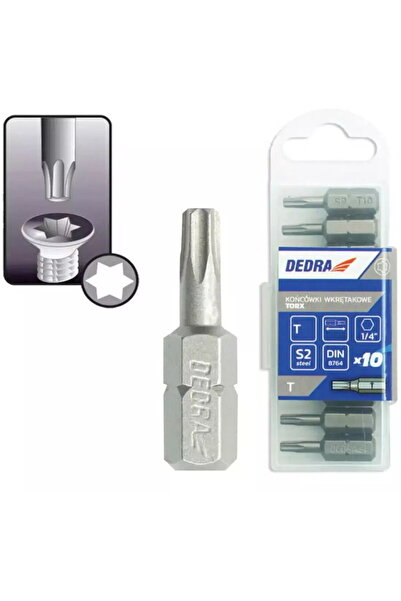 DEDRA EXIM Capete de ЕџurubelnitДѓ Torx T10x25mm, 10buc cutie din plastic.