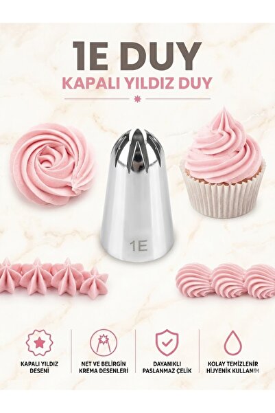 MERGAF Krema Duyu ve Pasta Süsleme Ucu + 2 Adet Şanti Torbası NO: 1E