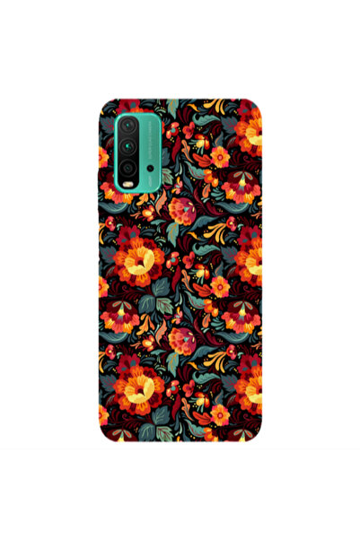Other Xiaomi Redmi 9T Orange flowers Transparent Silicone TPU Θήκη