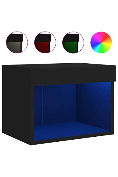 vidaxl Noptieră cu lumini LED montată pe perete, negru