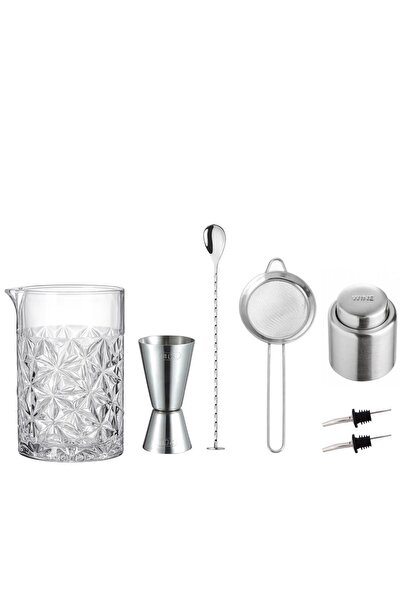 Biradlı -KOKTEYL -NEGRONİ SET- 7 PARÇA- MİXİNG GLASS- 2/4 JİGGER-KAŞIK-ŞARAP ...