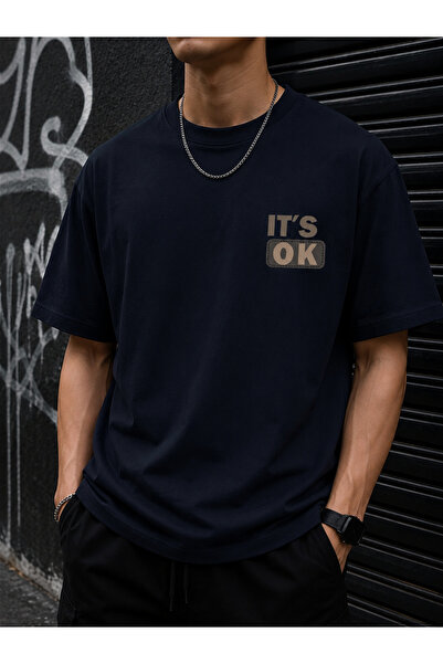 ship master Ανδρικό μπλουζάκι Oversize IT'S OK με στάμπα 100% βαμβάκι Minimal...