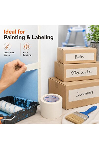 Sunny Your Bright choice Sunny 4 Types Tape Combo with Cutter – Brown Packing Tape, White Masking Tape, Grey Duct Tape & Brown Duct Tape for Packaging, Repair, Painting & Office Use
