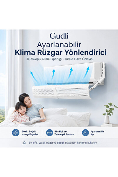 Gudli Evrensel Klima Rüzgar Deflektörü Aktif Karbon Filtreli Klima Yönlendiri...