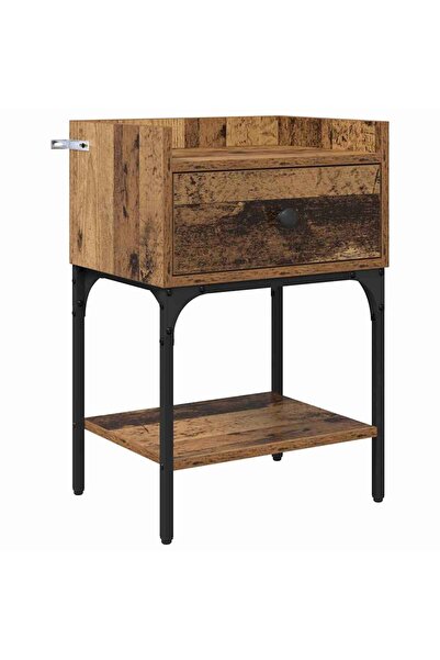 vidaxl Noptieră cu sertar Lemn vechi 40 x 29 x 60 cm Lemn compozit