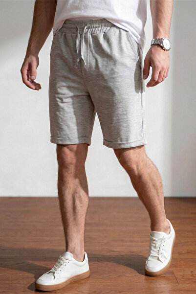 Veleno Men's Gray Pique Fabric Double Pocket Bermuda Shorts