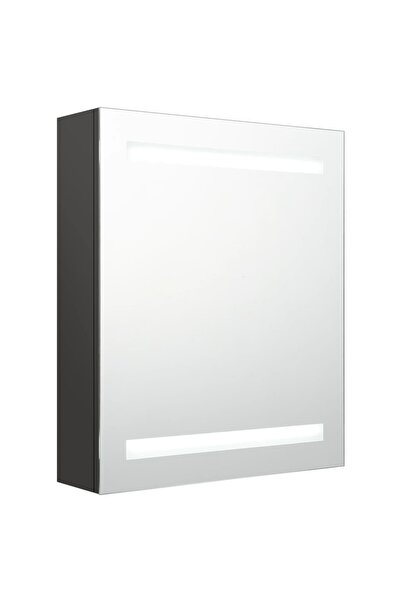 vidaxl Dulap de baie cu oglindă și LED, antracit, 50x14x60 cm
