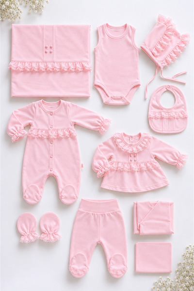 My Babies Label بطانية أنيقة للفتيات الصغيرات مكونة من 10 قطع (0-3 أشهر)