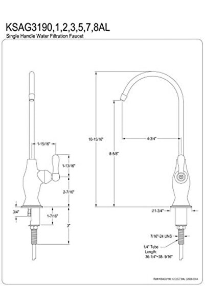 Yıldızan Terra Organik Ksag3198Al Restoration Water Filtration Faucet, Brushe...