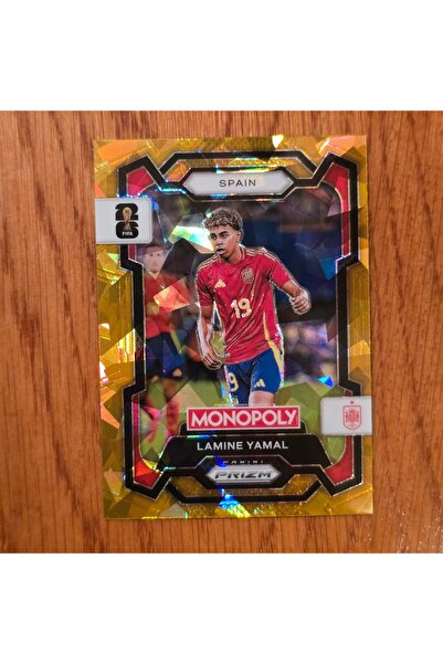 Panini بطاقة لعبة بريزم مونوبولي لامين يامال رقم 41 ذهبية بتصميم الثلج المتشقق