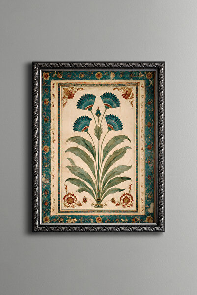 epiqart Turquoise Floral Pattern - Vintage Patterned Frame - Slim Model