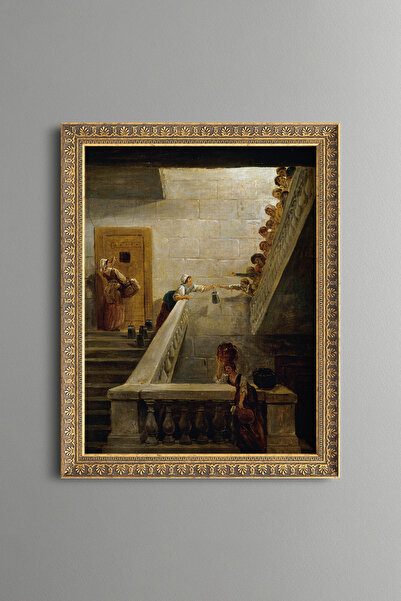 epiqart Historical Staircase Scene - Vintage Patterned Frame - Slim Model