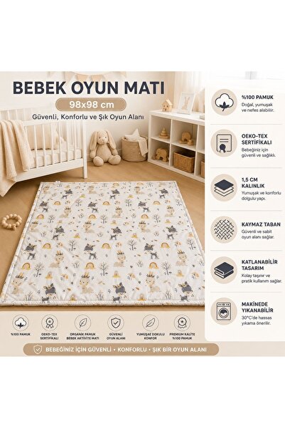 colorsofemeralds Colors of Emerald Bebek Oyun Matı 98x98 cm %100 Pamuk Oeko-T...