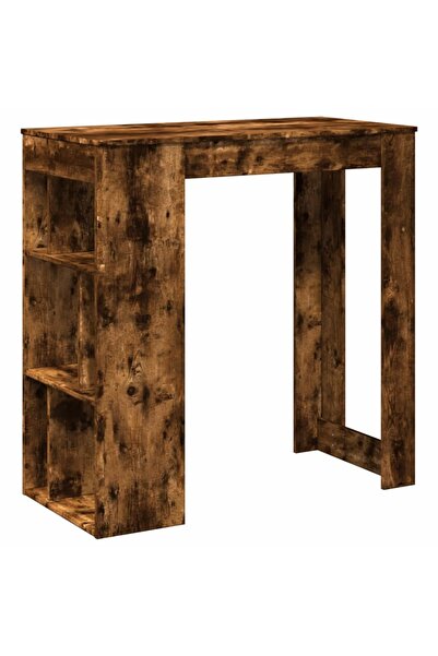 vidaxl Masă de bar cu rafturi, stejar fumuriu, 102x50x103,5 cm, lemn