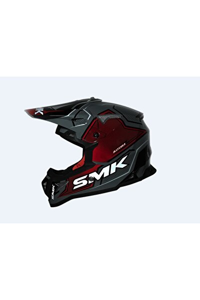 SMK ALLTERRA S01 MAVERIX CROSS KASK GRİ KIRMIZI ( GOGGLE HEDİYELİ )