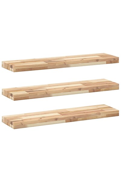 vidaxl Rafturi plutitoare 3 buc. 100x20x4cm lemn masiv acacia netratat