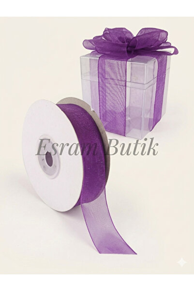 Esram Butik Organza Tulle Ribbon Purple 2 cm 22 Meters, Engagement, Dowry, Bu...