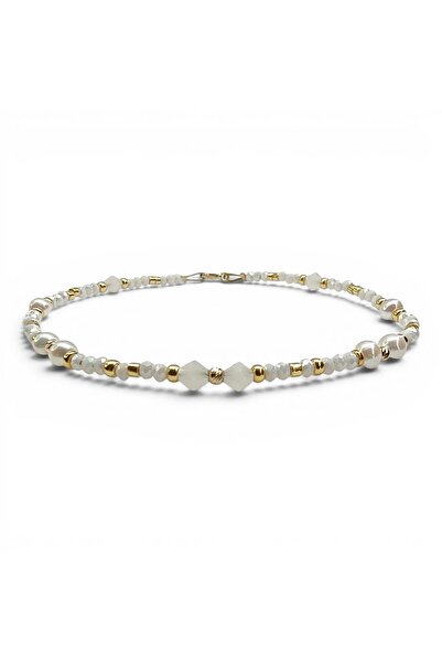 Zephyrs Bijoux Bratara cu 3 Bile Aur 14K, Cristale si Perle de Mallorca