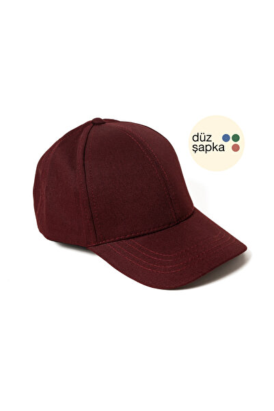düz şapka studio Düz Şapka | Bordo Gabardin Kep Şapka - Minimalist, Logosuz v...