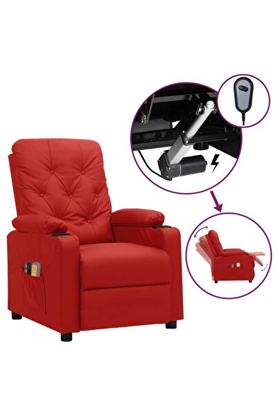 vidaxl Electric massage chair, wine red, eco- Leather