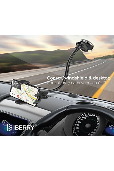 İBERRY LONG PAW T2 VANTUZLU ARAÇ İÇİ TELEFON TUTUCU Tüm Cihazlarla Uyumludur