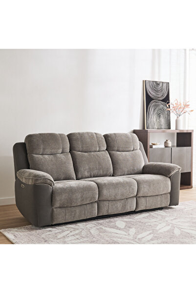 Home Box Kingston 3-Seater Electric Power Fabric Recliner with Dropdown and 2...