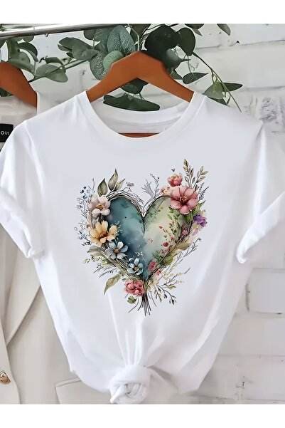 PAVRO Unisex Άνετο T-shirt με μικτό σχέδιο και στάμπα