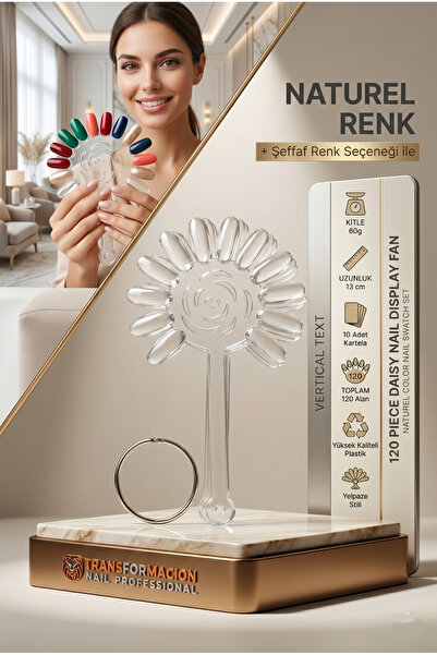 Transformacion 120'li Yelpaze Oje Kartelası, Şeffaf Tırnak Renk Paleti, Nail ...