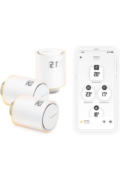 Netatmo Pack 3 Bağlantılı ve Akıllı Termostat Başlıkları, Bağlantılı ve Akıll...