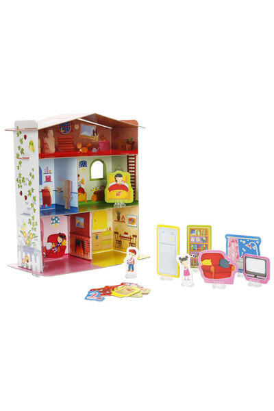 Feyza Oyuncak Montessori Eğitici 3D Oyun Evi Yapım Seti | 15 Parça Eşya Yerle...