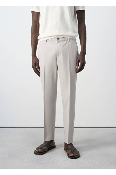 MANGO Man Pamuk karışımlı slim fit crop pantolon
